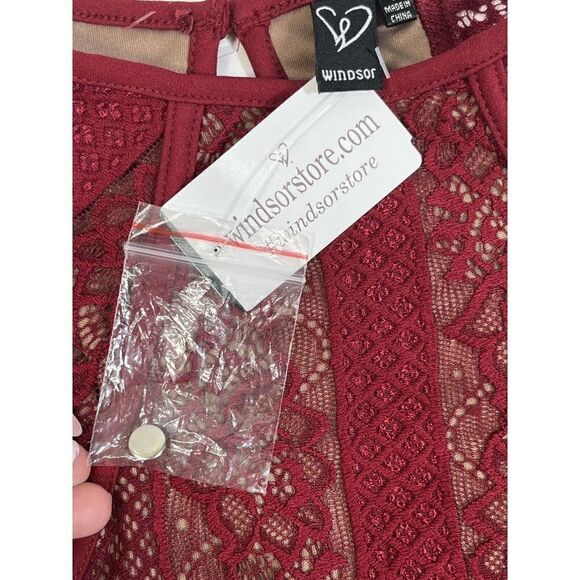 NWT Windsor Size Small Dress Valentines Lace Nude Lined Sheer Keyhole Back - Picture 5 of 15